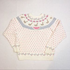 Vintage Duck Floral checkered print Cream sweater